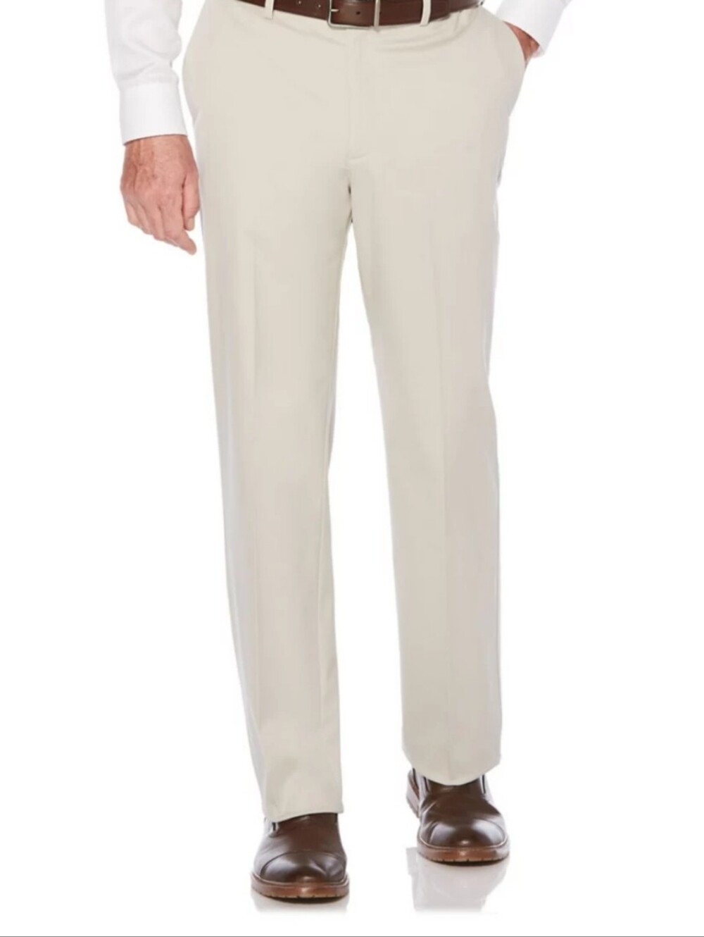 Savane Men's Flat-Front Dress Pants - Cream